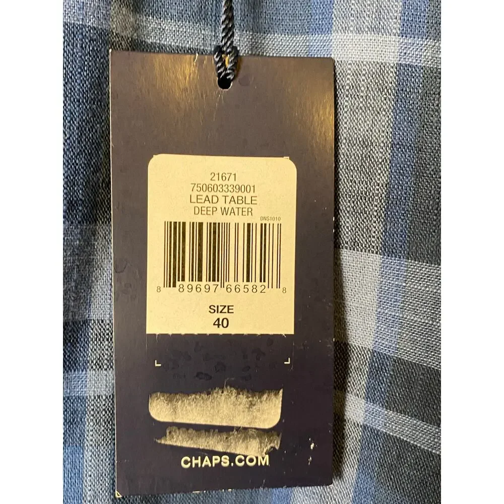 Chaps Deep Water Blue Plaid 100% Cotton Shorts 9-inch Inseam Men's Size 40 NWT